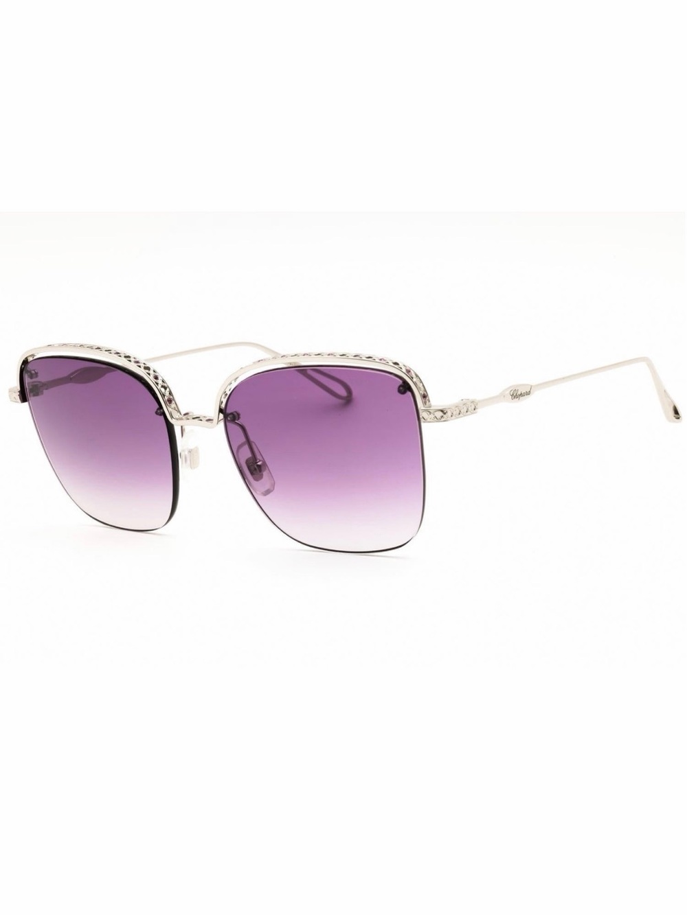 New Chopard SCHD45S 0579 Silver Frame Sunglasses with Purple Gradient Lenses